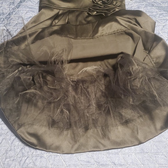 NEW Teeze Me Juniors Size 7 Black Satin Strapless Cocktail Dress Knee Length - Picture 7 of 12